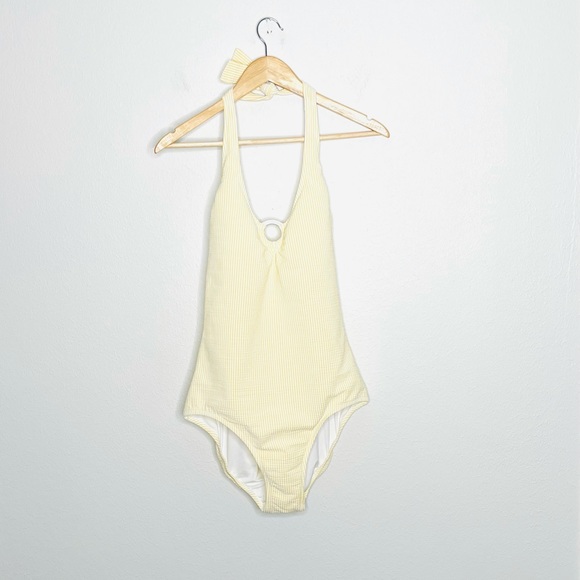 J. Crew Other - J. Crew Seersucker Yellow & White Striped One Piece Swimsuit